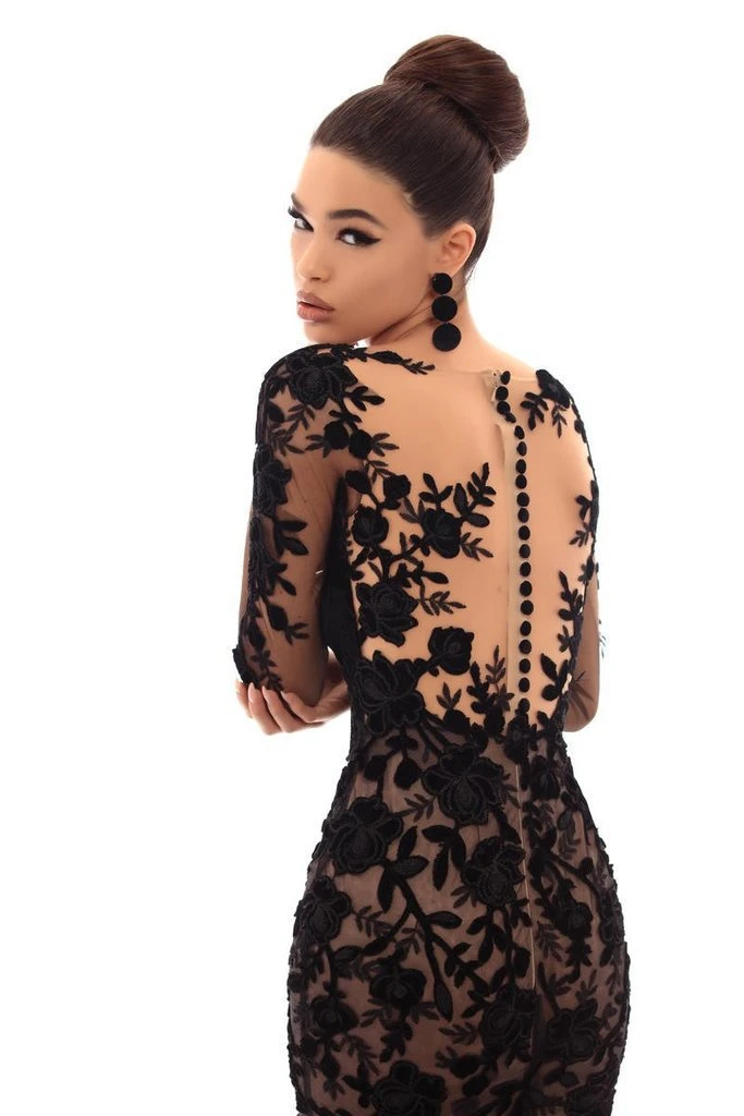 Tarik Ediz - 93656 Floral Applique Illusion Bateau Mermaid Dress 7 Tarik Ediz - 93656 Floral Applique Illusion Bateau Mermaid Dress