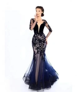 Tarik Ediz - 93656 Floral Applique Illusion Bateau Mermaid Dress 25 Tarik Ediz - 93656 Floral Applique Illusion Bateau Mermaid Dress