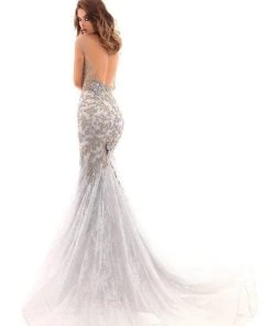 Tarik Ediz - 93661 Floral Embroidered Illusion Bateau Mermaid Dress Formal Gowns
