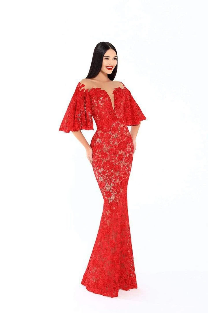 Formal Gowns Tarik Ediz - 93662 Floral Embroidered Bat Sleeve Trumpet Dress 5 Formal Gowns Tarik Ediz - 93662 Floral Embroidered Bat Sleeve Trumpet Dress