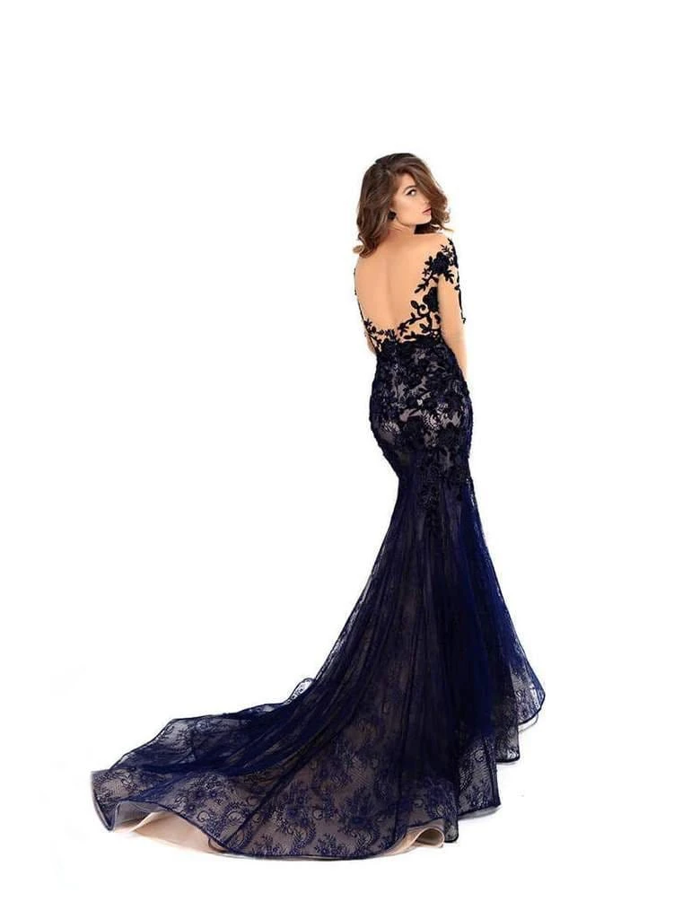 Tarik Ediz - 93669 Floral Sequined Lace Mermaid Dress With Train Formal Gowns 8 Tarik Ediz - 93669 Floral Sequined Lace Mermaid Dress With Train Formal Gowns