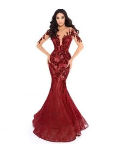 Tarik Ediz - 93669 Floral Sequined Lace Mermaid Dress With Train Formal Gowns 13 Tarik Ediz - 93669 Floral Sequined Lace Mermaid Dress With Train Formal Gowns