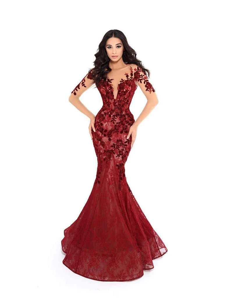 Tarik Ediz - 93669 Floral Sequined Lace Mermaid Dress With Train Formal Gowns 6 Tarik Ediz - 93669 Floral Sequined Lace Mermaid Dress With Train Formal Gowns