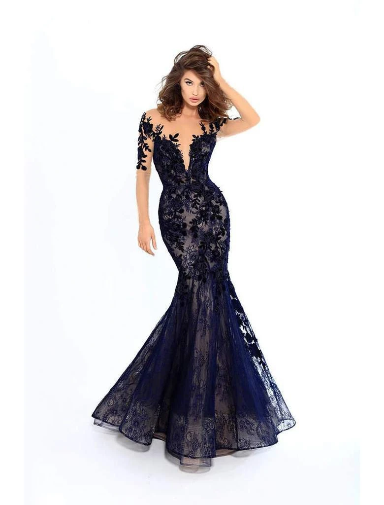 Tarik Ediz - 93669 Floral Sequined Lace Mermaid Dress With Train Formal Gowns 7 Tarik Ediz - 93669 Floral Sequined Lace Mermaid Dress With Train Formal Gowns