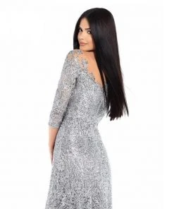 Tarik Ediz - 93677 Illusion Quarter Sleeve Jewel Adorned Sheath Gown Formal Gowns