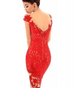 Plus Size Dresses Tarik Ediz - 93695 Floral Embroidered Illusion Bateau Fitted Dress 5 Plus Size Dresses Tarik Ediz - 93695 Floral Embroidered Illusion Bateau Fitted Dress