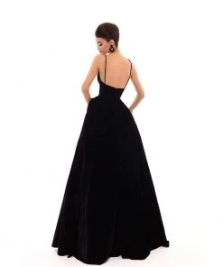 Tarik Ediz - 93698 Sleeveless Plunging V-neck Empire Ballgown