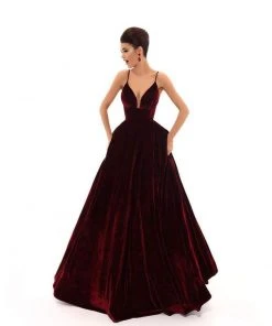 Tarik Ediz - 93698 Sleeveless Plunging V-neck Empire Ballgown