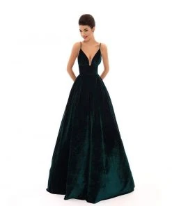Tarik Ediz - 93698 Sleeveless Plunging V-neck Empire Ballgown