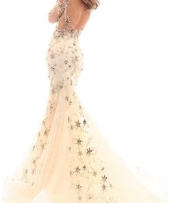 Tarik Ediz - 93702 Sequined Lace Mermaid Dress With Train Formal Gowns