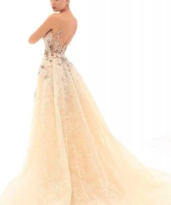 Formal Gowns Tarik Ediz - 93703 Sequined Star Sheath Dress With Overskirt 6 Formal Gowns Tarik Ediz - 93703 Sequined Star Sheath Dress With Overskirt