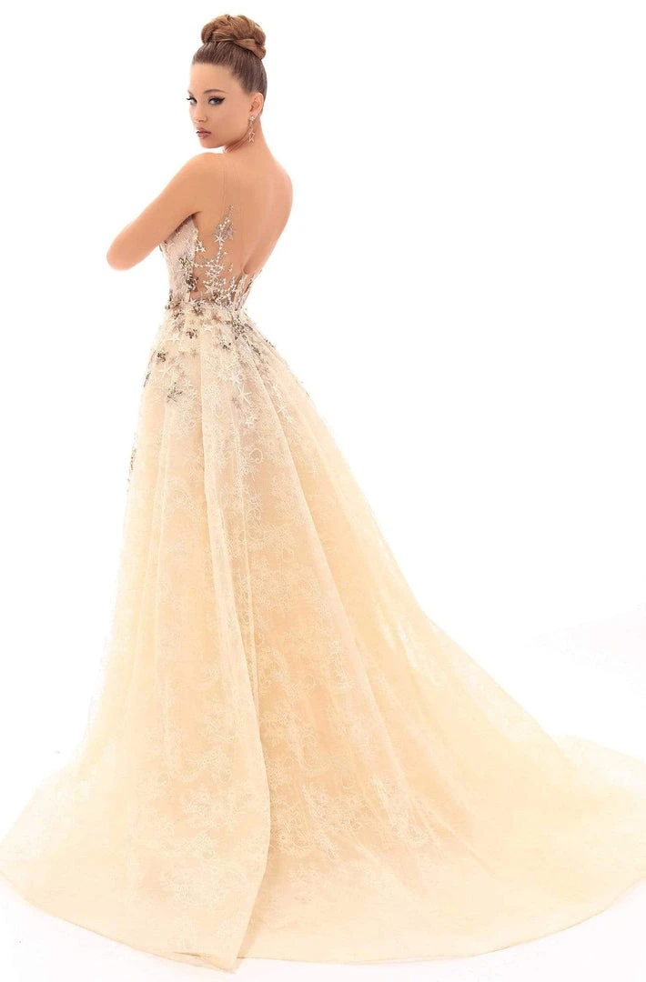 Formal Gowns Tarik Ediz - 93703 Sequined Star Sheath Dress With Overskirt 4 Formal Gowns Tarik Ediz - 93703 Sequined Star Sheath Dress With Overskirt
