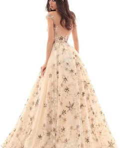 Tarik Ediz - 93704 Sequined Lace Illusion Neck Ballgown