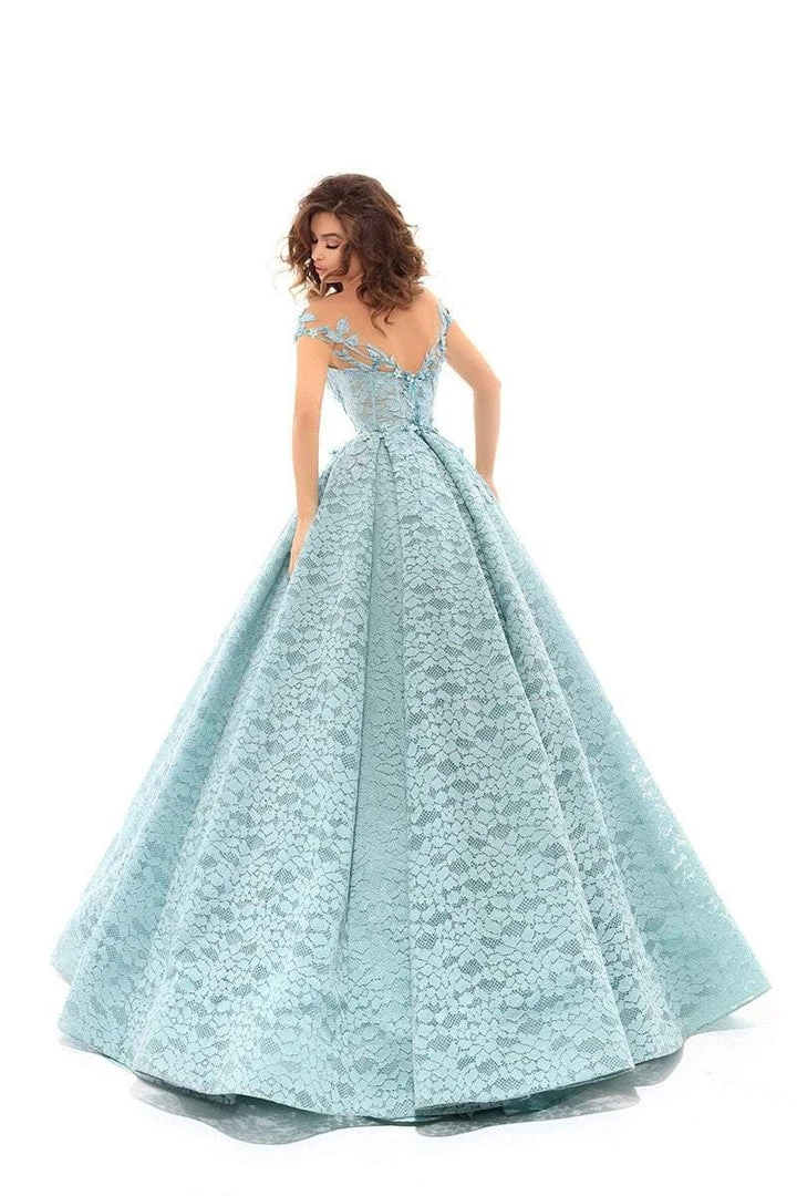 Tarik Ediz - 93706 Lace Embroidered Pleated Ballgown 4 Tarik Ediz - 93706 Lace Embroidered Pleated Ballgown