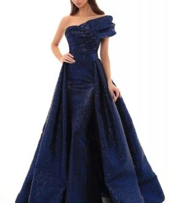 Formal Gowns Tarik Ediz - 93709 Ruched Jacquard Trumpet Dress With Overskirt 8 Formal Gowns Tarik Ediz - 93709 Ruched Jacquard Trumpet Dress With Overskirt