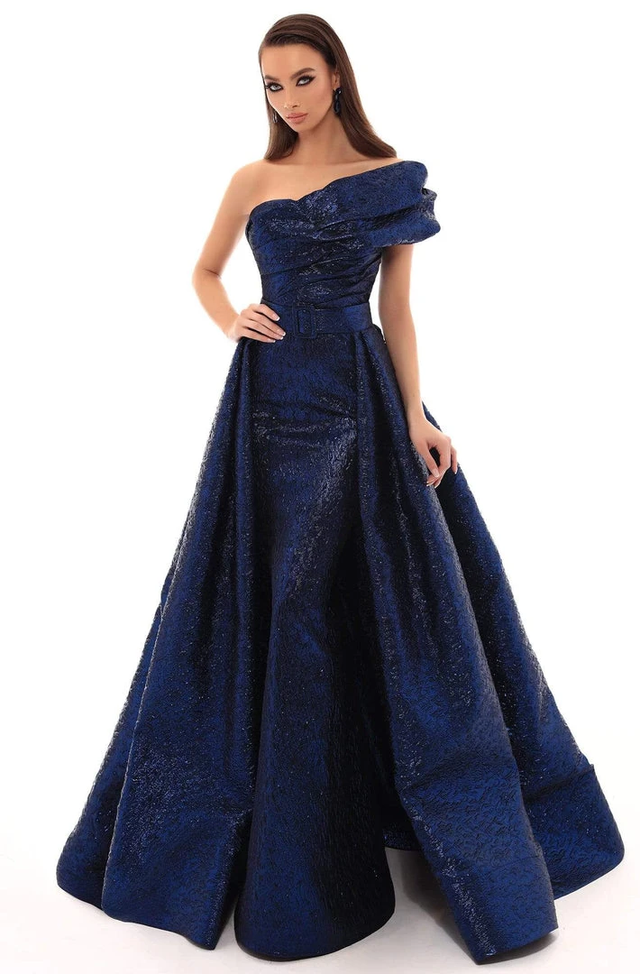 Formal Gowns Tarik Ediz - 93709 Ruched Jacquard Trumpet Dress With Overskirt 5 Formal Gowns Tarik Ediz - 93709 Ruched Jacquard Trumpet Dress With Overskirt