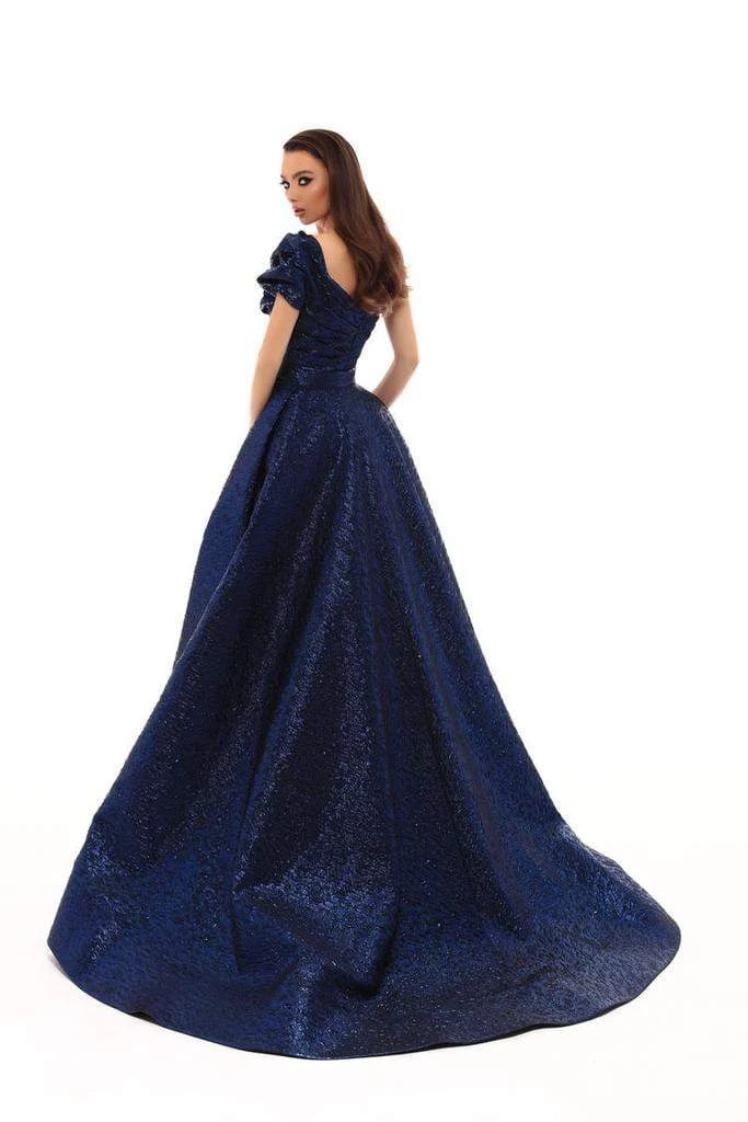 Formal Gowns Tarik Ediz - 93709 Ruched Jacquard Trumpet Dress With Overskirt 6 Formal Gowns Tarik Ediz - 93709 Ruched Jacquard Trumpet Dress With Overskirt