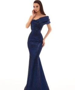 Formal Gowns Tarik Ediz - 93709 Ruched Jacquard Trumpet Dress With Overskirt