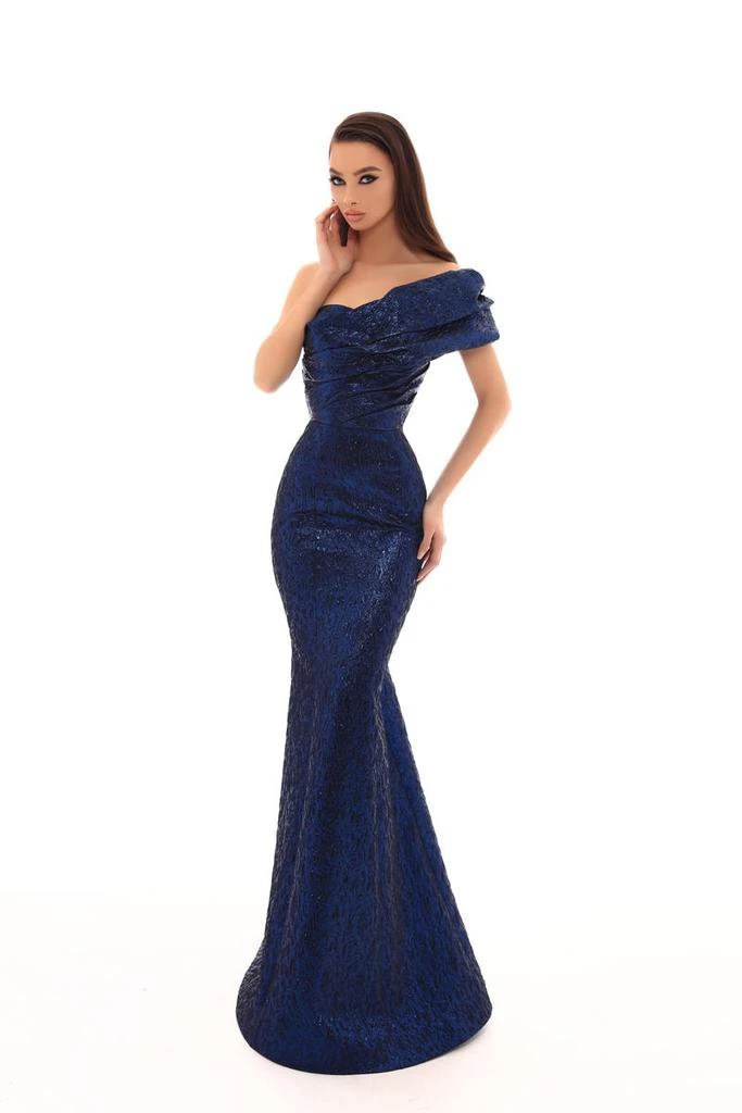 Formal Gowns Tarik Ediz - 93709 Ruched Jacquard Trumpet Dress With Overskirt 3 Formal Gowns Tarik Ediz - 93709 Ruched Jacquard Trumpet Dress With Overskirt