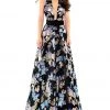 Tarik Ediz - 93727 Floral Plunging Halter A-Line Gown