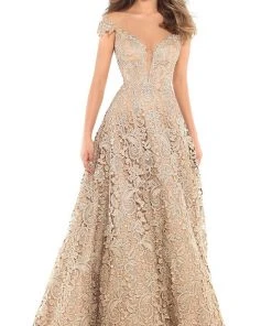 Tarik Ediz - 93739 Floral Lace Illusion Neck A-line Dress