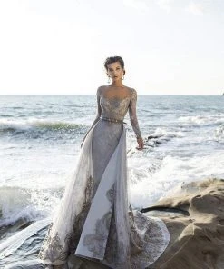 Tarik Ediz - 93754 Illusion Jewel Lace Embroidered Evening Gown Formal Gowns