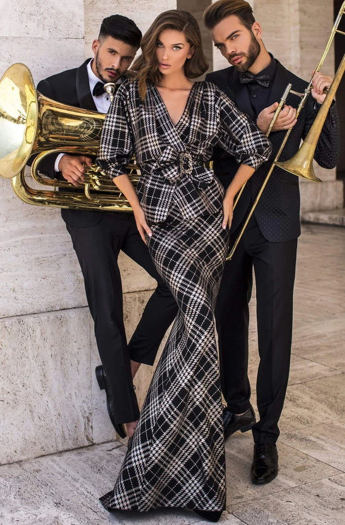 Tarik Ediz - 93802 Embellished V-neck Trumpet Dress Formal Gowns 3 Tarik Ediz - 93802 Embellished V-neck Trumpet Dress Formal Gowns