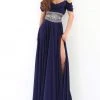 Formal Gowns Tarik Ediz - 93813 Draped Cowl Off Shoulder Chiffon Gown