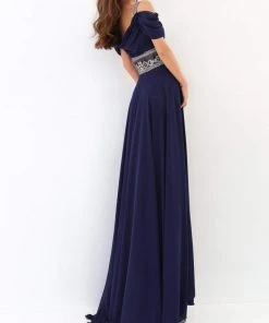 Formal Gowns Tarik Ediz - 93813 Draped Cowl Off Shoulder Chiffon Gown