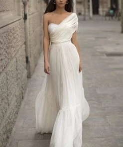 Formal Gowns Tarik Ediz - 93814 Ruched Asymmetrical A-Line Dress