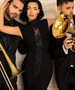 Formal Gowns Tarik Ediz - 93818 Embellished High Neck Trumpet Dress