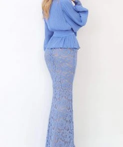 Tarik Ediz - 93831 Long Sleeve Bateau Lace Fitted Dress Formal Gowns