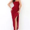 Tarik Ediz - 93838 Strapless Ruched Sheath Dress With Slit