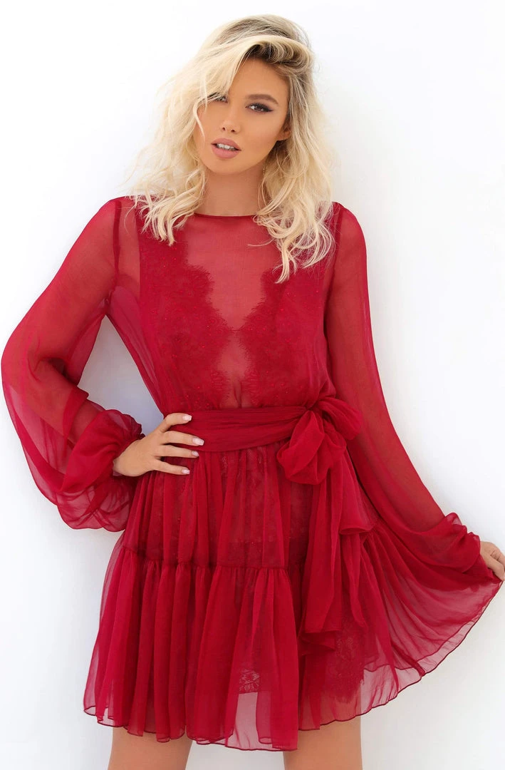 Tarik Ediz - 93839 Illusion Long Sleeves A-Line Cocktail Dress 3 Tarik Ediz - 93839 Illusion Long Sleeves A-Line Cocktail Dress