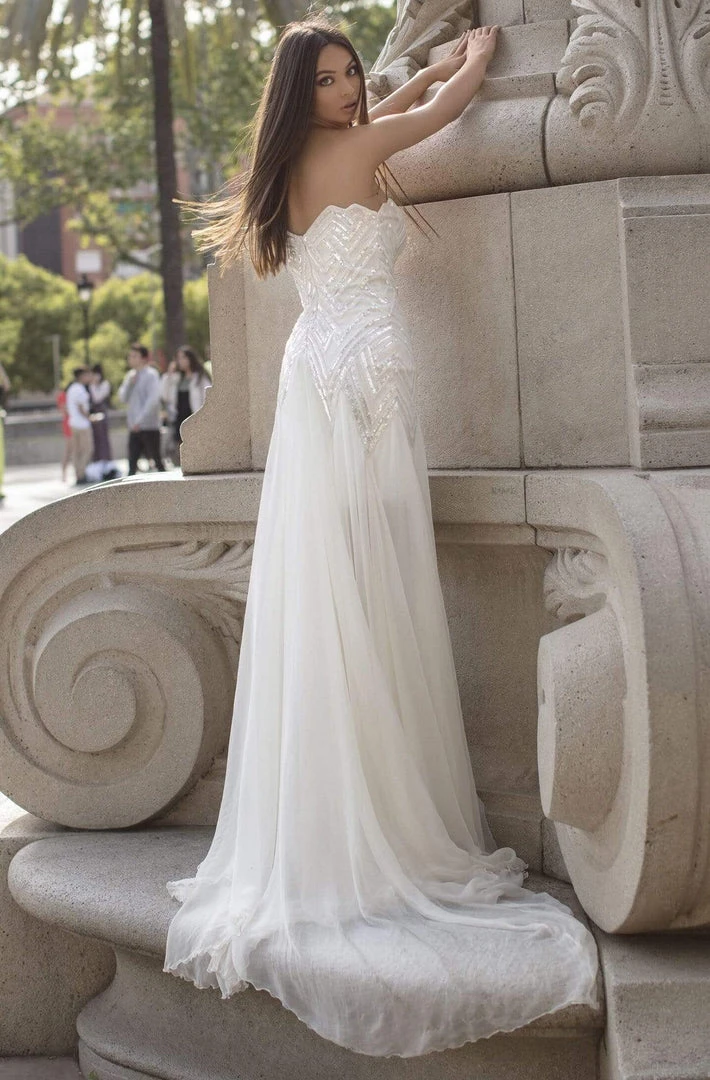 Tarik Ediz - 93845 Sequined V-neck A-line Dress Formal Gowns 4 Tarik Ediz - 93845 Sequined V-neck A-line Dress Formal Gowns