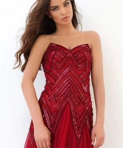 Tarik Ediz - 93845 Sequined V-neck A-line Dress Formal Gowns 11 Tarik Ediz - 93845 Sequined V-neck A-line Dress Formal Gowns