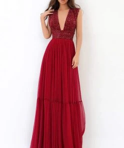 Formal Gowns Tarik Ediz - 93866 Strappy Bead Embellished A-Line Dress