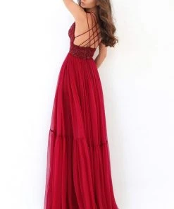 Formal Gowns Tarik Ediz - 93866 Strappy Bead Embellished A-Line Dress