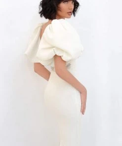 Tarik Ediz - 93868 Deep V-neck Knee Length Fitted Dress Cocktail Dresses