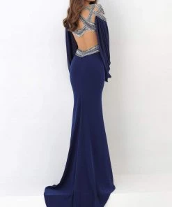 Formal Gowns Tarik Ediz - 93872 Embellished Long Sleeve Bateau Fitted Dress