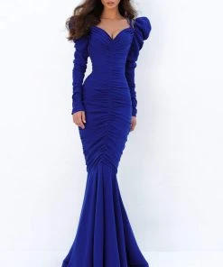 Tarik Ediz - 93883 Ruched Sweetheart Long Sleeves Dress Formal Gowns