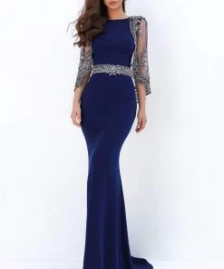 Tarik Ediz - 93884 Bateau Dress With Draped Capelet