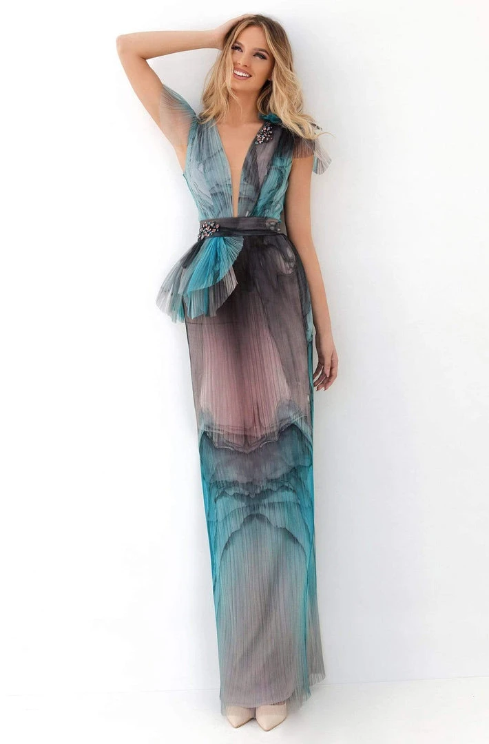 Tarik Ediz - 93898 Embellished Deep V-neck Sheath Dress 3 Tarik Ediz - 93898 Embellished Deep V-neck Sheath Dress