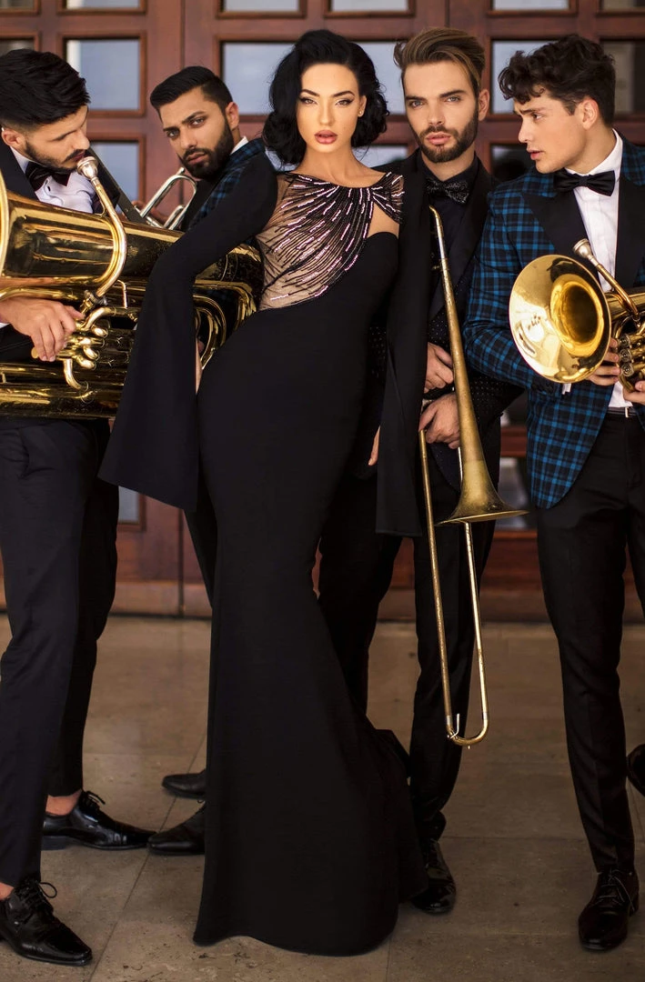 Formal Gowns Tarik Ediz - 93903 Beaded Long Sleeve Bateau Trumpet Dress 4 Formal Gowns Tarik Ediz - 93903 Beaded Long Sleeve Bateau Trumpet Dress