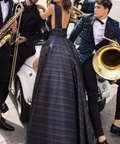 Tarik Ediz - 93910 Deep V-neck Ballgown With Bow Accent Formal Gowns 5 Tarik Ediz - 93910 Deep V-neck Ballgown With Bow Accent Formal Gowns