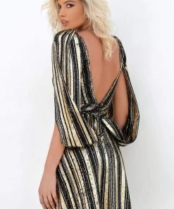 Tarik Ediz - 93923 V-Neck Sequin A-Line Mini Dress Cocktail Dresses