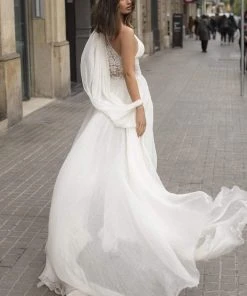 Formal Gowns Tarik Ediz - 93924 Ruched Asymmetrical Jumpsuit With Overskirt