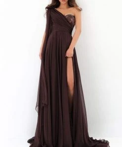 Formal Gowns Tarik Ediz - 93932 Asymmetrical Ruched A-Line Dress