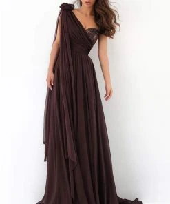Formal Gowns Tarik Ediz - 93932 Asymmetrical Ruched A-Line Dress