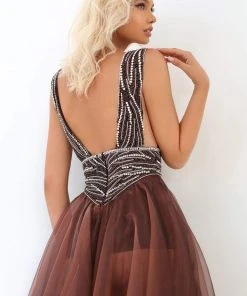 Tarik Ediz - 93939 V-Neck Bejeweled A-Line Dress Formal Gowns 9 Tarik Ediz - 93939 V-Neck Bejeweled A-Line Dress Formal Gowns